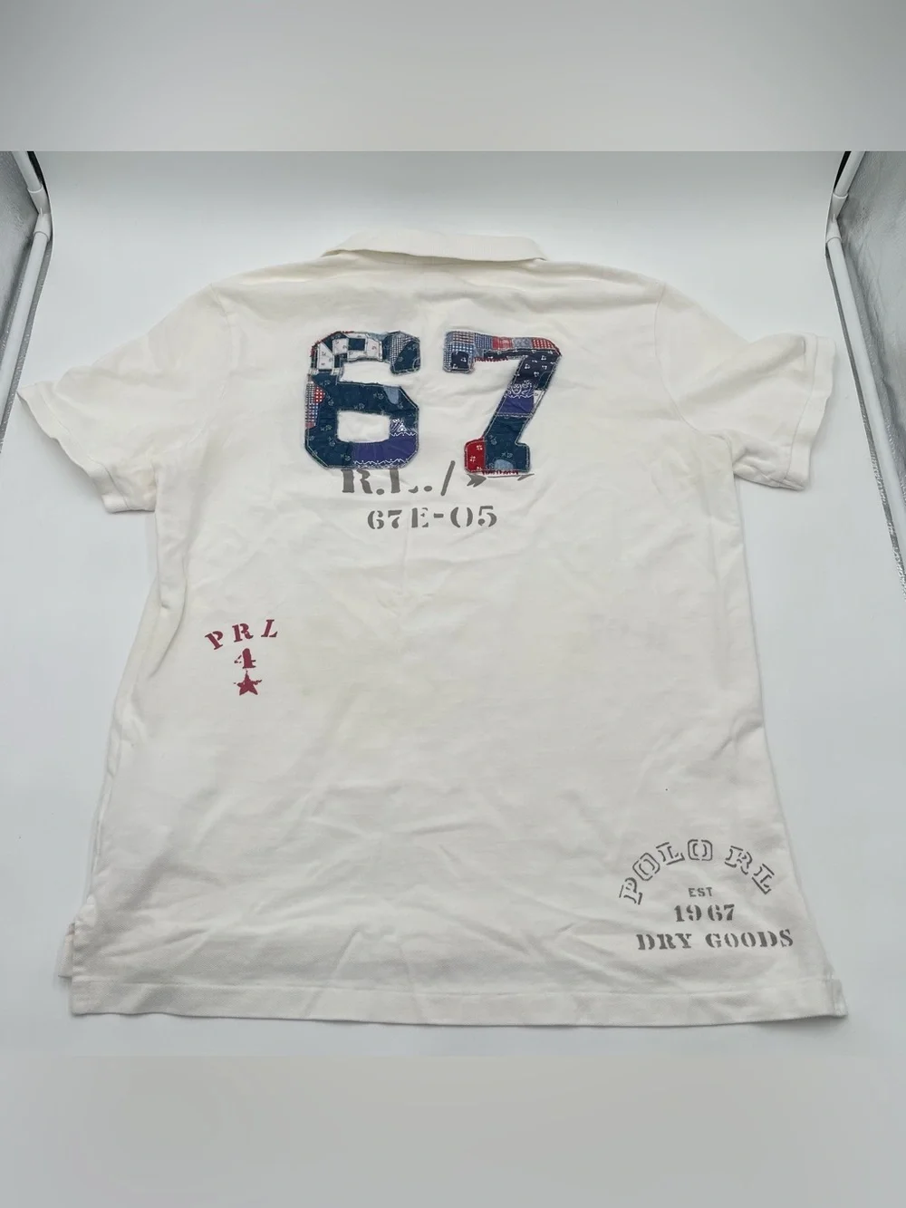 Polo Ralph Lauren Big Patchwork Pony Polo Shirt Men's Medium Stencil White READ